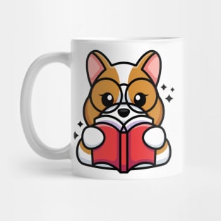 Cute dog reading book cartoon Mug